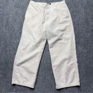 VTG Dockers Linen Blend Pants Mens 34x32 Beige Flat Front Baggy Relaxed Y2k 90s